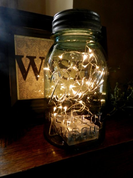 Fireflies in a Mason Jar and LED lights
